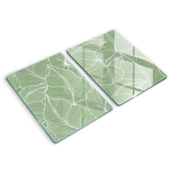 Glass chopping board Linear leaves