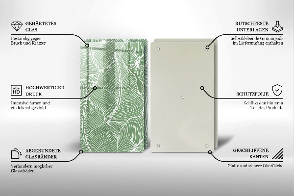 Glass chopping board Linear leaves