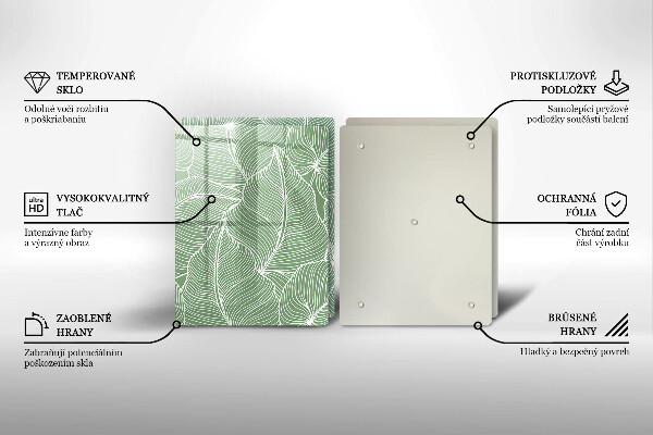 Glass chopping board Linear leaves