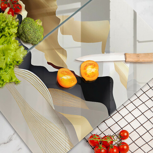 Glass chopping board Abstraction of golden mountains