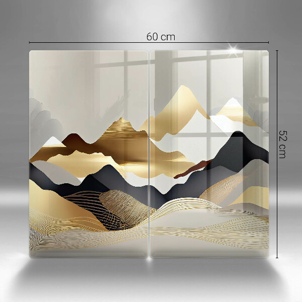 Glass chopping board Abstraction of golden mountains