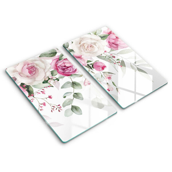 Glass chopping board Watercolor roses