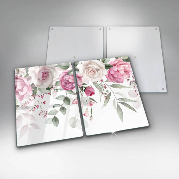 Glass chopping board Watercolor roses
