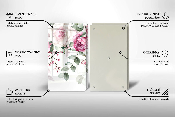Glass chopping board Watercolor roses
