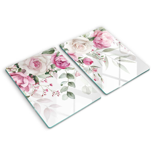 Glass chopping board Watercolor roses
