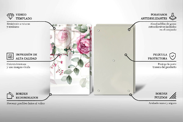 Glass chopping board Watercolor roses