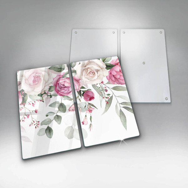 Glass chopping board Watercolor roses