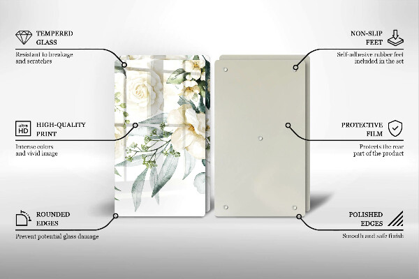 Glass chopping board Watercolor flowers