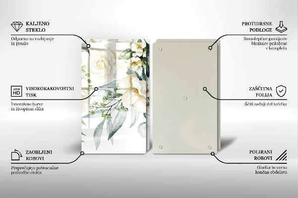 Glass chopping board Watercolor flowers