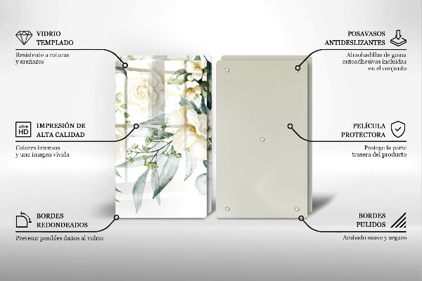 Glass chopping board Watercolor flowers