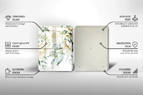 Glass chopping board Watercolor flowers