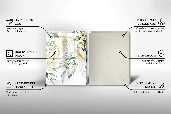 Glass chopping board Watercolor flowers