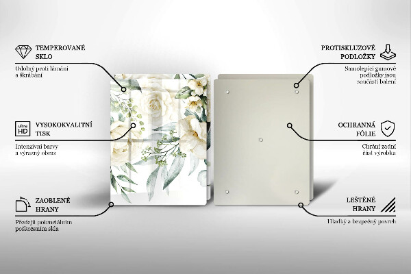 Glass chopping board Watercolor flowers