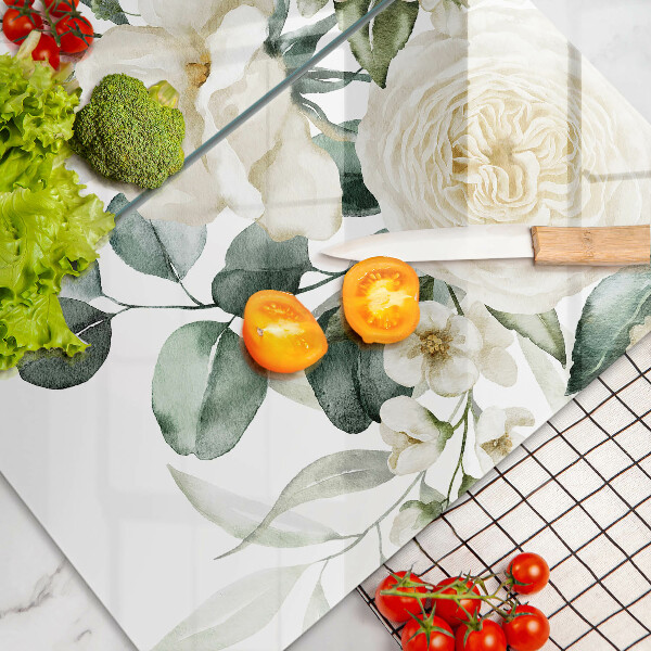 Glass chopping board Watercolor flowers