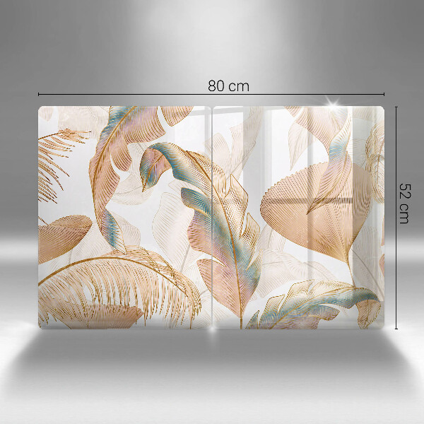 Glass chopping board Boho feathers and leaves