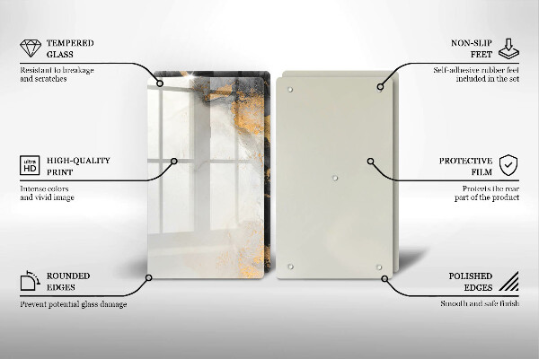 Glass chopping board Abstraction with gold