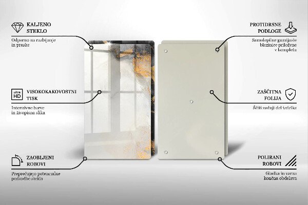 Glass chopping board Abstraction with gold
