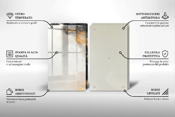 Glass chopping board Abstraction with gold