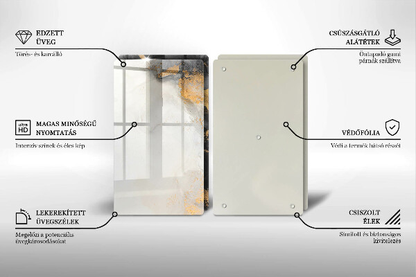 Glass chopping board Abstraction with gold