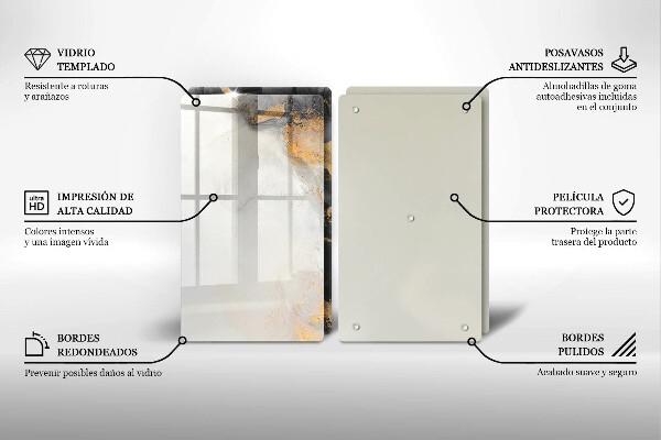 Glass chopping board Abstraction with gold