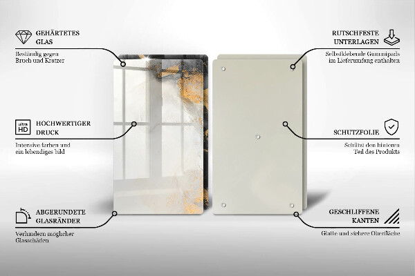 Glass chopping board Abstraction with gold