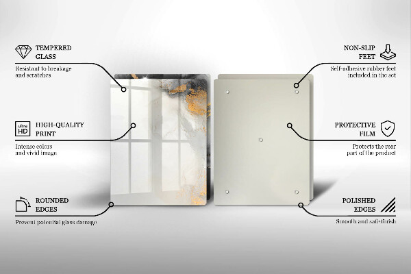 Glass chopping board Abstraction with gold