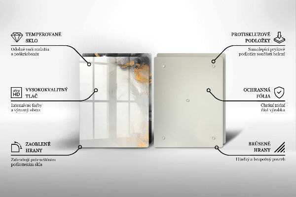Glass chopping board Abstraction with gold