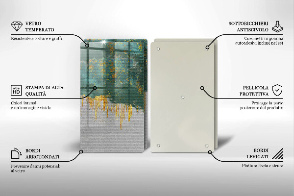 Glass chopping board Abstraction with gold
