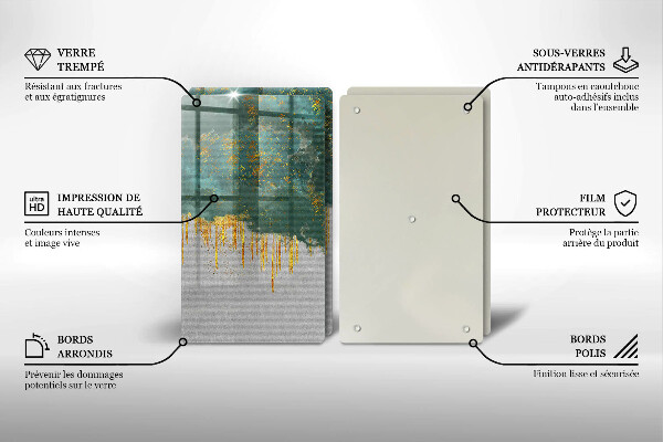 Glass chopping board Abstraction with gold