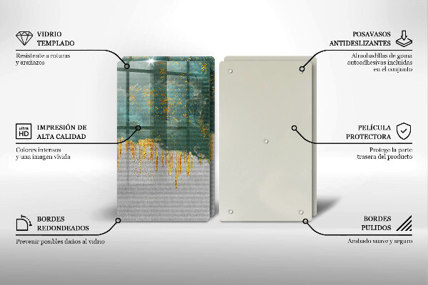 Glass chopping board Abstraction with gold