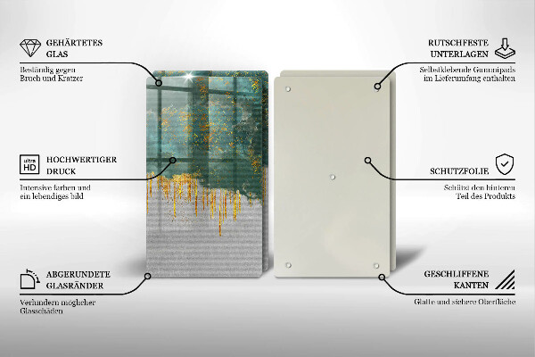 Glass chopping board Abstraction with gold