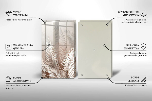 Glass chopping board Boho leaf vegetation