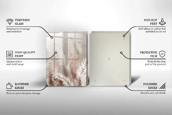 Glass chopping board Boho leaf vegetation