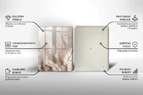 Glass chopping board Boho leaf vegetation