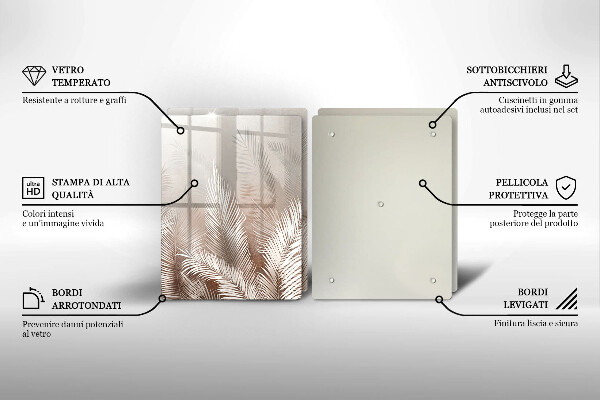 Glass chopping board Boho leaf vegetation