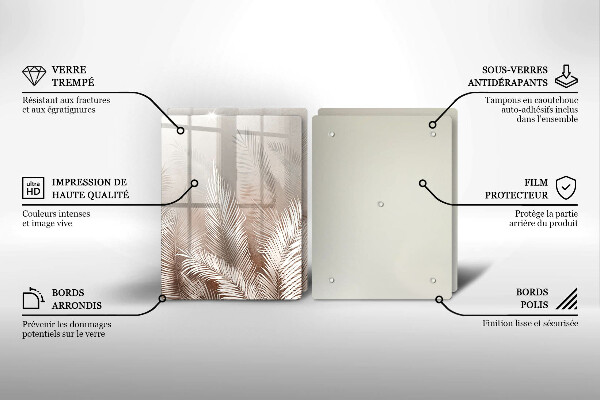 Glass chopping board Boho leaf vegetation