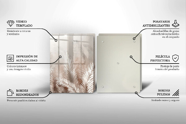 Glass chopping board Boho leaf vegetation