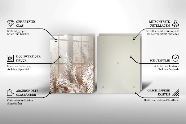 Glass chopping board Boho leaf vegetation