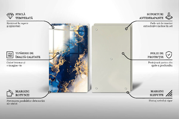 Glass chopping board Abstraction with blue