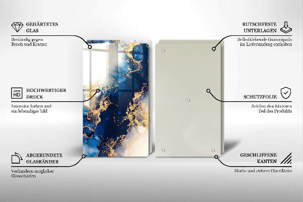 Glass chopping board Abstraction with blue