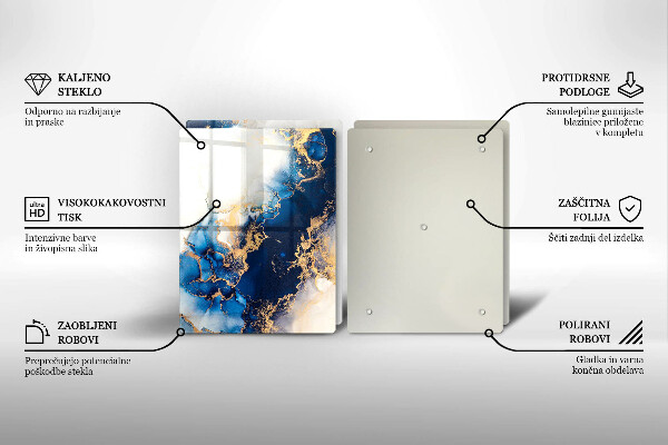 Glass chopping board Abstraction with blue