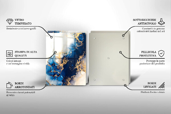 Glass chopping board Abstraction with blue