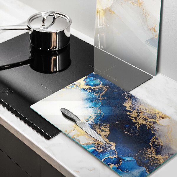 Glass chopping board Abstraction with blue