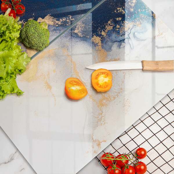 Glass chopping board Abstraction with blue
