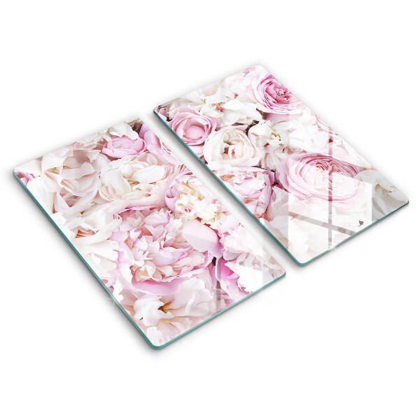 Glass chopping board Peony bouquet