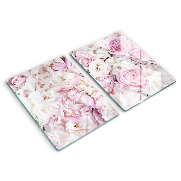 Glass chopping board Peony bouquet