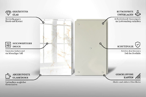 Glass chopping board Elegant stone marble