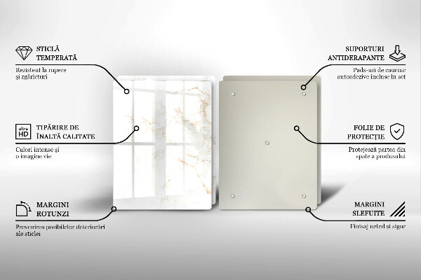 Glass chopping board Elegant stone marble