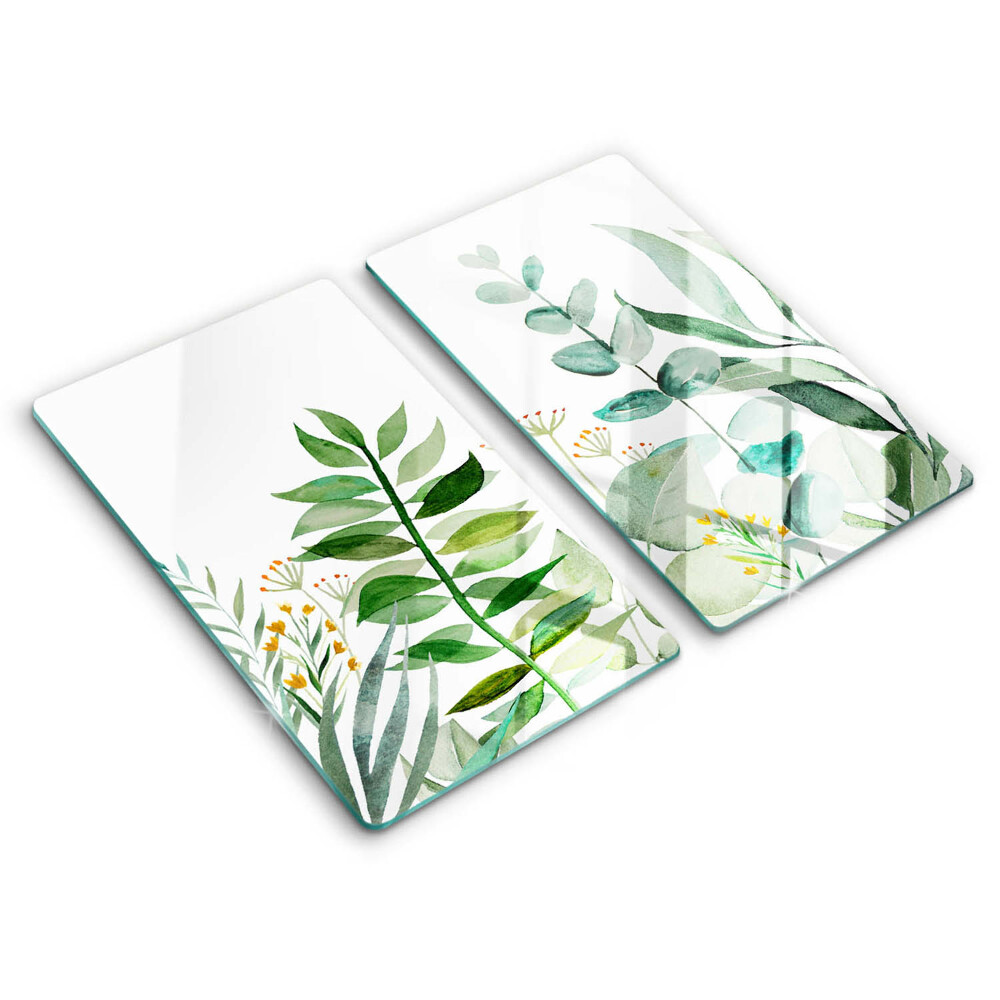 Glass chopping board Plant leaves illustration