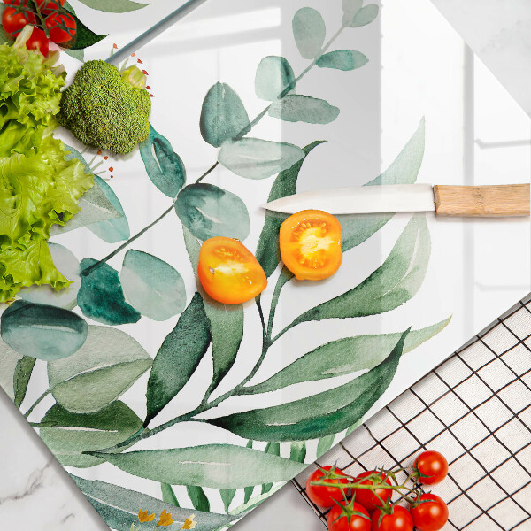 Glass chopping board Plant leaves illustration